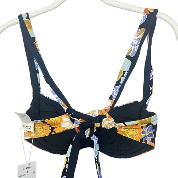 NWT l*space Camellia Underwire Bikini Top Sugar & Space sz S Navy Floral Summer - Picture 5 of 9